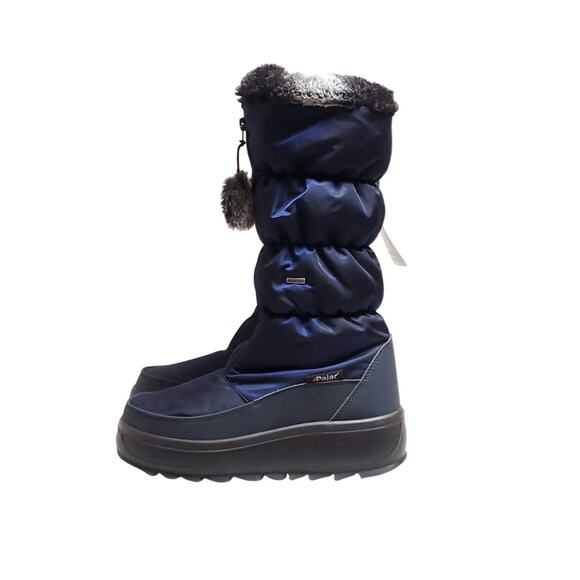 NWT PAJAR Navy Puffer Faux Fur Waterproof Insulated Tall Snow Boots Sz 10 - Picture 3 of 16